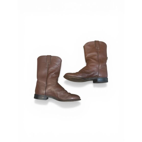Vintage Justin Roper Brown Leather Boots Sz 7.5 EEE Men\'s Rodeo Western 3404 main image 8